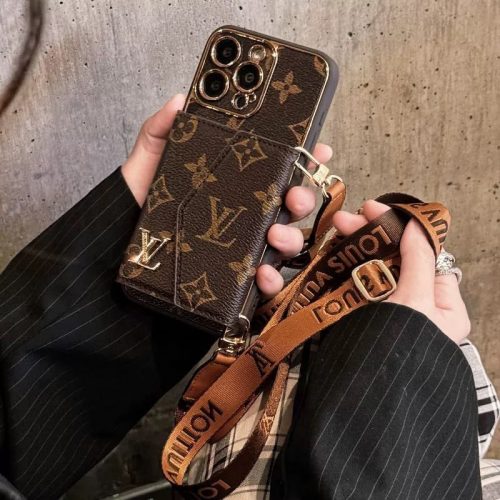 PREMIUM LV NEW VERSION VIP: IPHONE CASE WITH CREDIT CARD HOLDER (Copy)